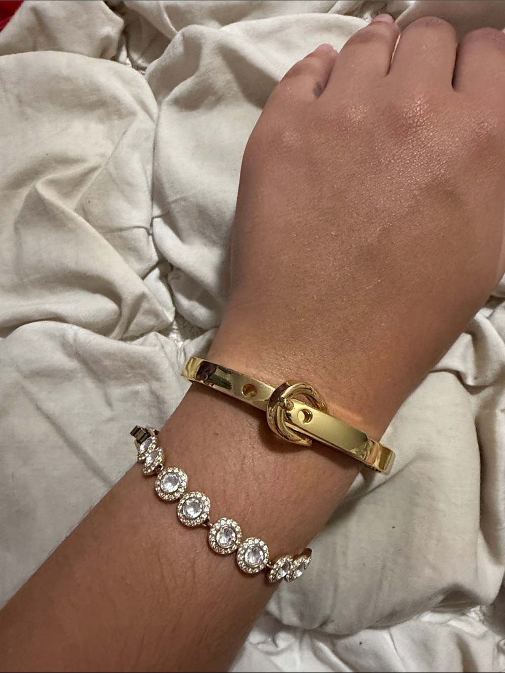 Free People Gold Tone Buckle Bangle Bracelet Indie Sleaze Chic